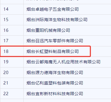 “烟台长虹塑料荣获2022年度山东省“专精特新”企业荣誉称号”